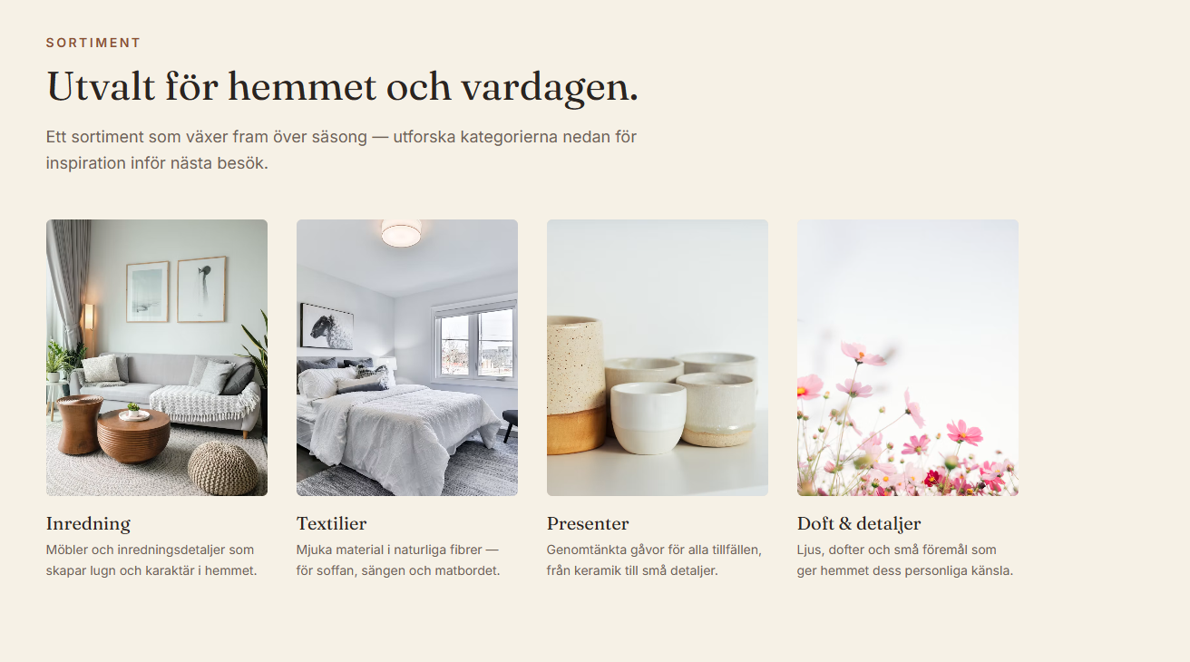 Exempel på sortimentssektion
